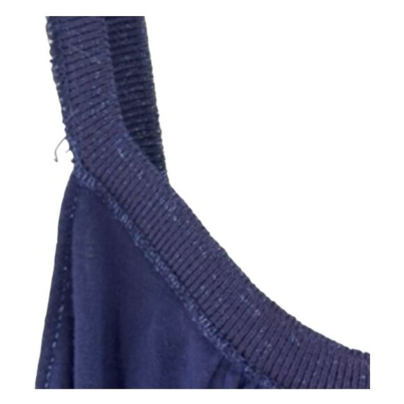 LinQ Halter Top Navy Blue Knit Sparkle Trim Criss Cross Back Strap Sleeveless XL - Picture 2 of 6